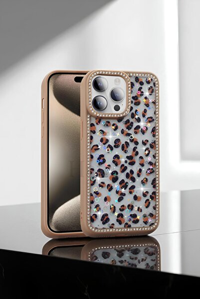 Hatreds Apple iPhone 14 Pro Max Kılıf Taşlı ve Simli Tasarım Azra Kapak