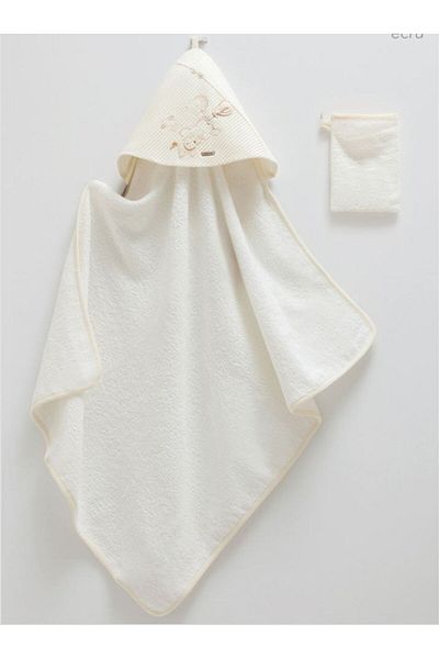 Caramell İncibaby Knitted Luxury Baby Towel & Washcloth Set of 2 82X90