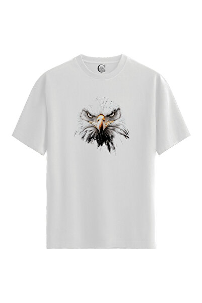 Color Luxe Men/Unisex White 100% Cotton Relaxed Fit Crew Neck Steel Gaze Cust...