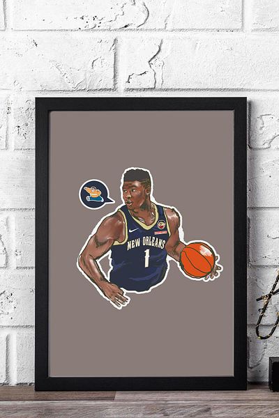 Saturn Zion Williamson Framed Painting - Basketball Nba Poster Painting