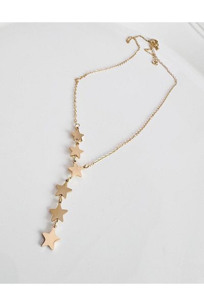 DEVİ fashion Steel Shooting Star Y Necklace 45 cm