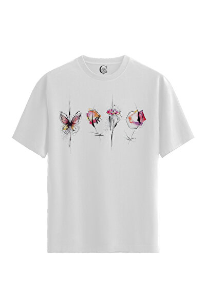 Color Luxe Women/Unisex White 100% Cotton Relaxed Fit Crew Neck Gravity Custo...