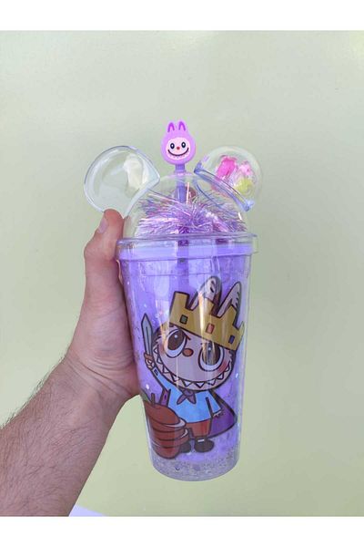 MRShopping Mr Labubu Designed 500 ml Colorful Cold Drink Cup – Sparkling & Straw Lid