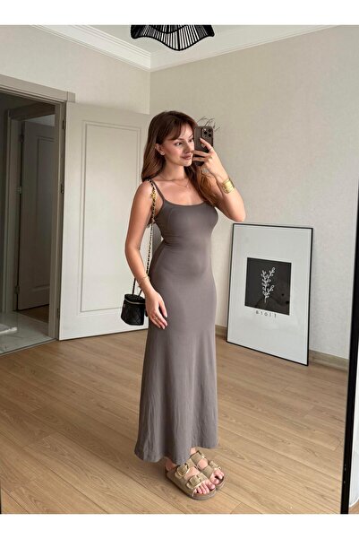 BAŞARAN Φόρεμα βασικού τύπου βιζόν με κορδόνια