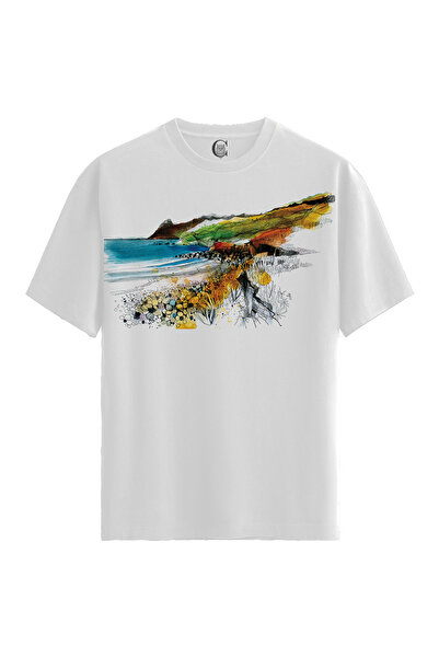 Color Luxe Men'S/Unisex White 100% Cotton Relaxed Fit Crew Neck Fade Custom P...
