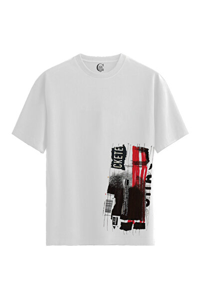 Color Luxe Men/Unisex White 100% Cotton Relaxed Fit Crew Neck Exit Custom Pri...