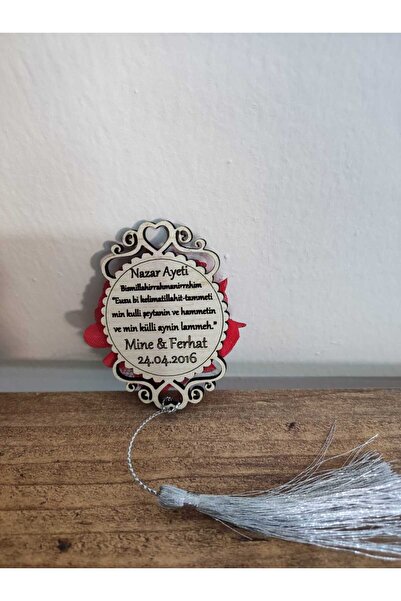 Miracix 20 Adet Ahşap Nazar Ayeti Söz, Nikah, Nişan, Kına, Düğün Magneti – He...