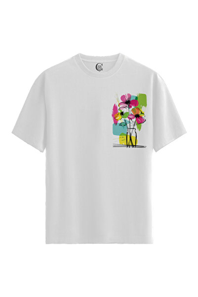 Color Luxe Women/Unisex White 100% Cotton Relaxed Fit Crew Neck Glare Custom ...