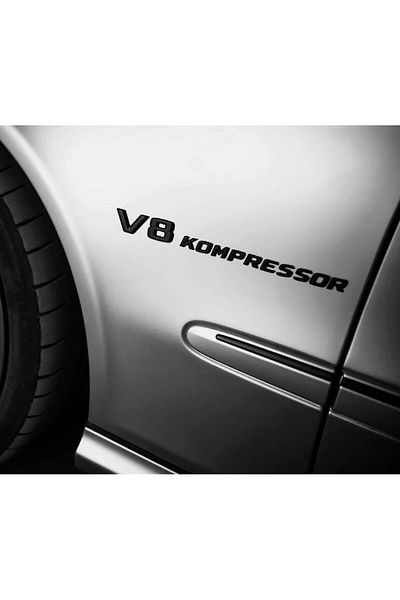 DK Tuning Set de 2 embleme cu logo negru Benz V8 Kompressor