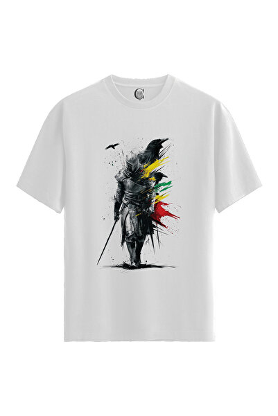 Color Luxe Men/Unisex White 100% Cotton Relaxed Fit Crew Neck Light Custom Pr...
