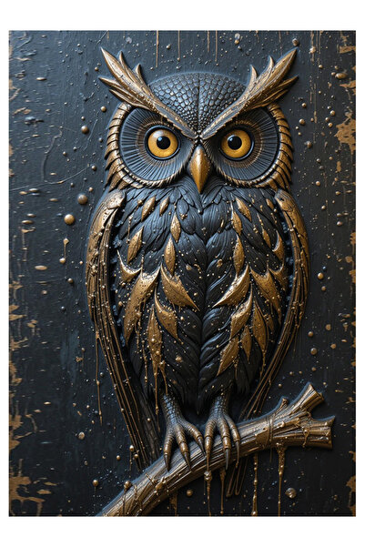 Bedeko Baykuş Resimli Ahşap Tablo