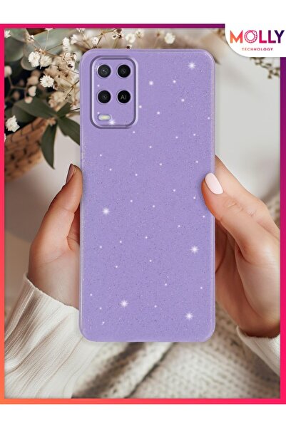 Molly OPPO A54 İçin Lila Berry Simli ve Parıltılı Parlak Silikon Kılıf