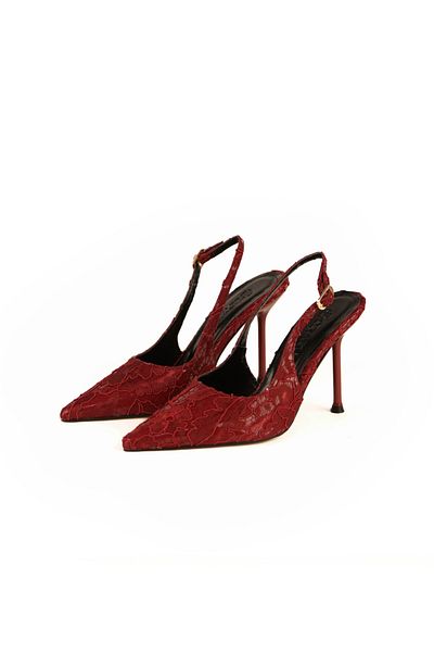 Letafia Dalida Patent Leather Lace Detailed Heeled Shoes