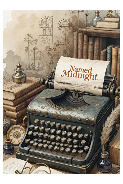 Bedeko Daktilo ve Kitaplar Ahşap Tablo