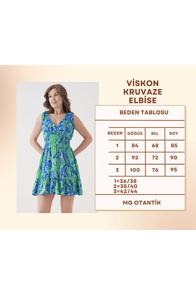 MG OTANTİK Women's Summer Viscose Double Breasted Mini Dress – Casual Casual Cut with Elastic Waist Mg001