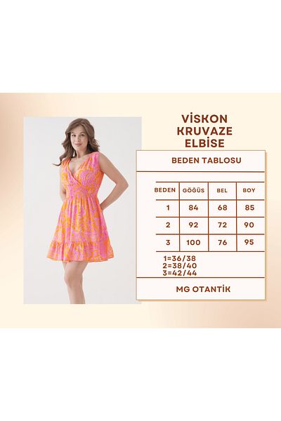 MG OTANTİK Women's Summer Viscose Double Breasted Mini Dress – Casual Casual Cut with Elastic Waist Mg001
