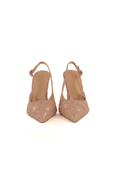 Letafia Dalida Patent Leather Lace Detailed Heeled Shoes