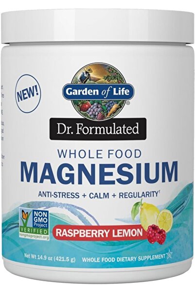 GARDEN OF LIFE مسحوق المغنيسيوم من الأطعمة الكاملة من Dr. Formulated، بنكهة ا...