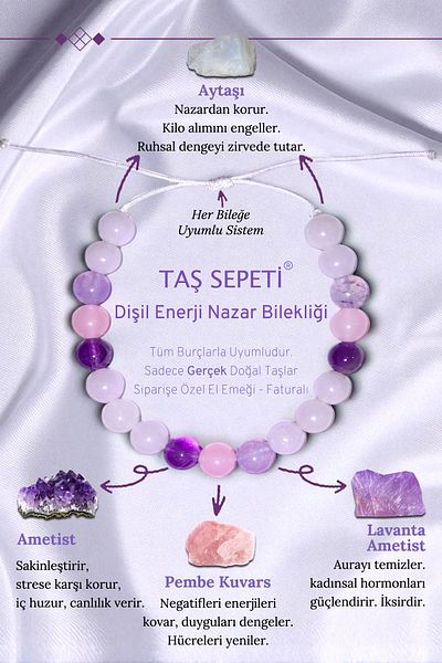 TAŞ SEPETİ Feminine Energy Evil Eye Bracelet Special Design Natural Stone Women's Bracelet