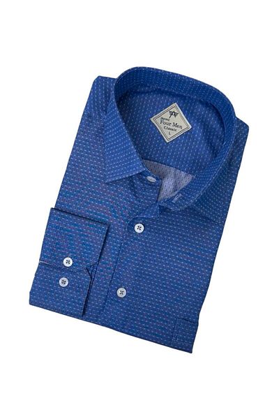 EREN STYLE Cămașă pentru bărbați, albastră, cu mâneci lungi, din lenjerie de in (model obișnuit)