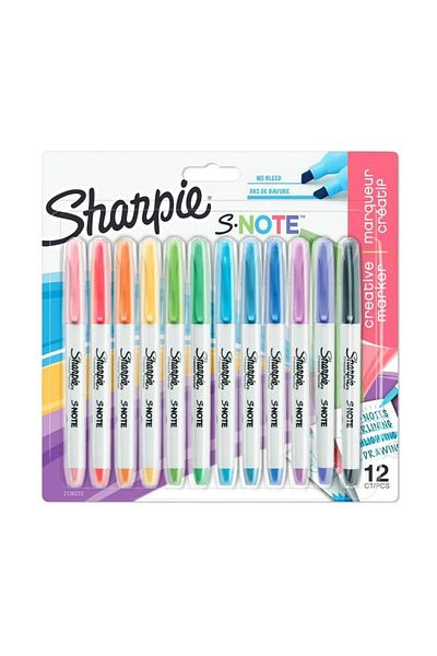 Art Tone Sharpie Snote Highlighter Pen Set of 12 Cut Tip