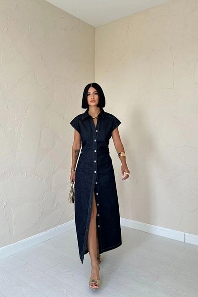 isez Blue Sleeveless Padded Dress