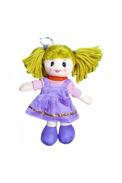 OEM Păpușă textilă cu detalii brodate, rochie mov, 28 cm