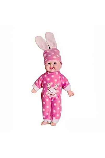 OEM Păpușă Interactivă, Bebeluș Care Rade, Corp Moale, Căciulă Cu Urechi De Iepure, Roz, 45 Cm