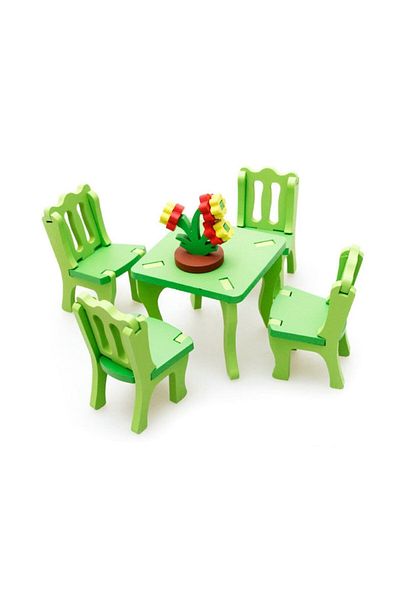 wood toys Wooden Dollhouse Furniture - Table with 4 Chairs