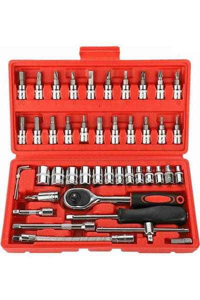 unbranded Ratchet Wrench Set 46 Pieces Red/Black