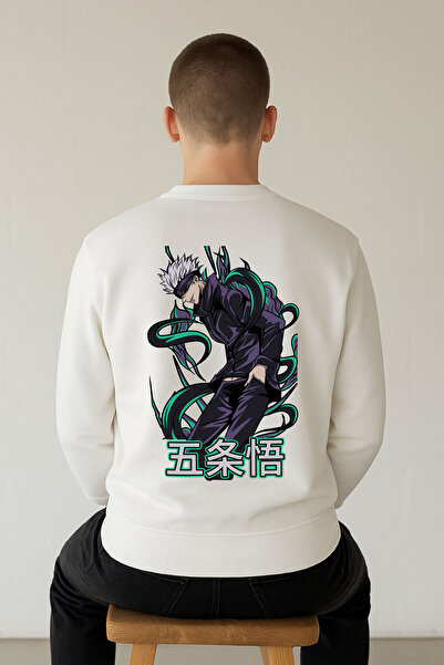 By Caspita Fashion Λευκό φούτερ Lenithra Jujutsu Kaisen Gojo Anime με στάμπα ...