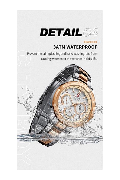 Naviforce Luxury Analog Wrist Watch for Men with Stainless Steel Strap Water Resistant Multi-Function