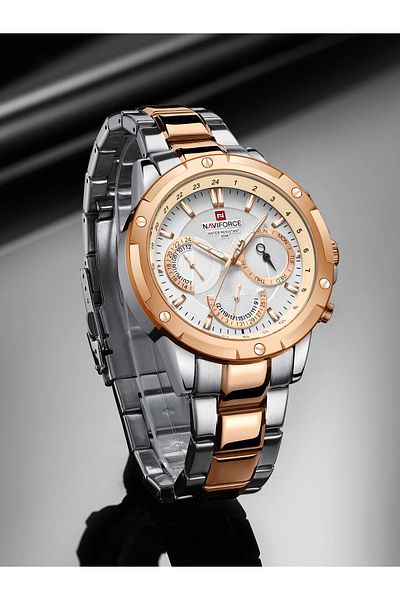 Naviforce Luxury Analog Wrist Watch for Men with Stainless Steel Strap Water Resistant Multi-Function