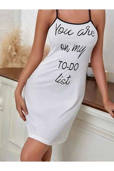 etol textile Γυναικείο αμάνικο λουράκι πλάτης σταυρός λεπτομέρεια Λίστα εκτύπωσης Φόρεμα νυχτικό μονόχρωμο