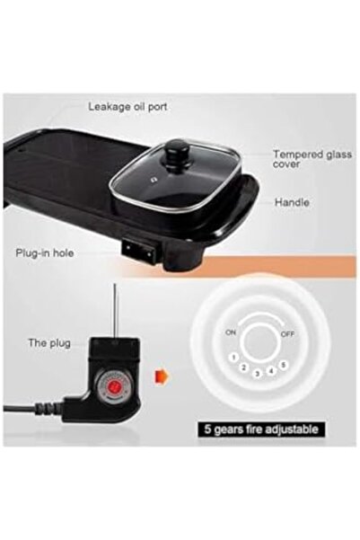 Hope Smokeless non-stick indoor 2-in-1 large versatile electric grill and hot pot