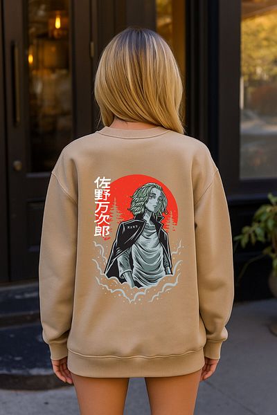 By Caspita Fashion Lenithra Tokyo Revengers Mikey Anime με στάμπα Unisex Oversize μπεζ φούτερ