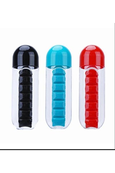 Saatistan زجاجة مياه ملونة متعددة الوظائف سعة 600 مل وصندوق منظم للحبوب