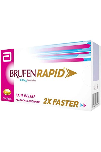 OTC بروفين رابيد ٤٠٠ ملغ إيبوبروفين لتسكين الألم أسرع مرتين، ٢٠ كبسولة جيلاتينية