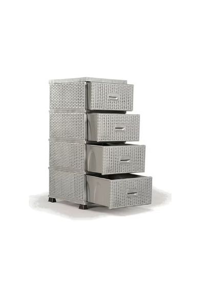 OEM 4-Drawer Rattan Cabinet, Sterk, Grey, Plastic, 91 x 46 x 37.5 cm