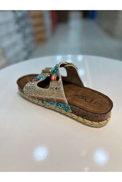 Alphus Papuci de zi cu zi pentru femei Pienn cu curea dublă din piatră