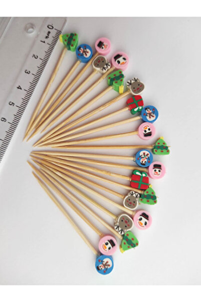 tm tasarı mağazası 50 Adet Dekoratif Karışık Yılbaşı Temalı Fimo Boncuklu Kür...