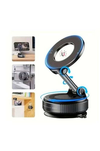 Toybox Magnetic Car Phone Holder with Vacuum Suction – 360° Rotating Universal Mount with Strong Grip fo