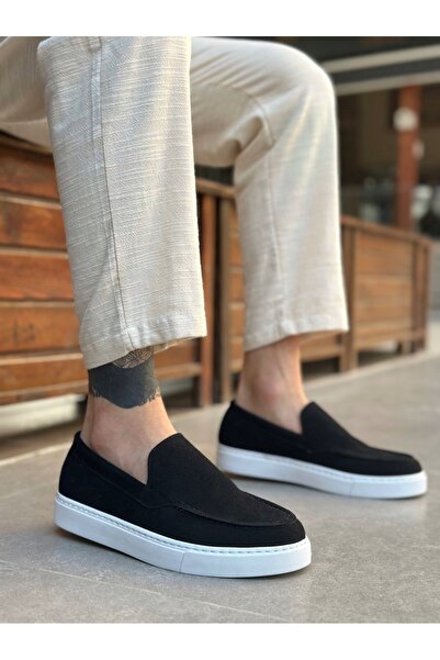 Generic Brand Black Suede Light High Sole Laceless Style Men's Shoes Tge230391