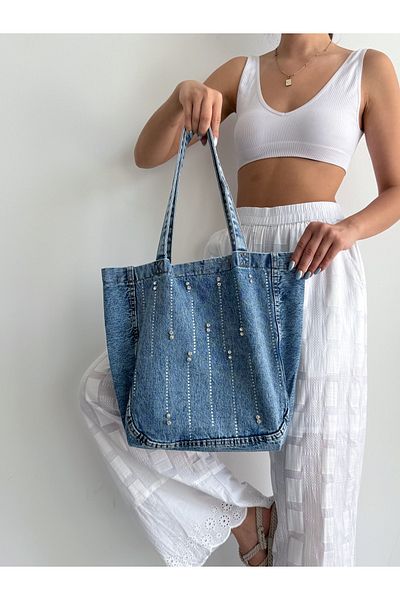 KIRASE Model nou din stofă de denim, cu piatră, de calitate elegantă, atât pentru zi cu zi, cât și pentru geantă de mână și de umăr elegantă