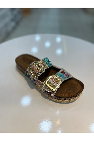 Alphus Papuci de zi cu zi pentru femei Pienn cu curea dublă din piatră