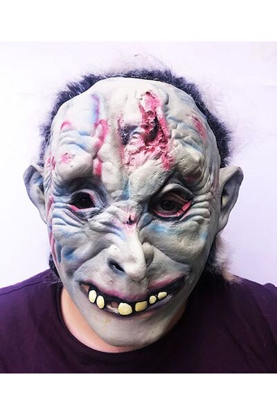 Skygo قناع مصاص دماء المومياء من اللاتكس مع شعر على الظهر وندبة