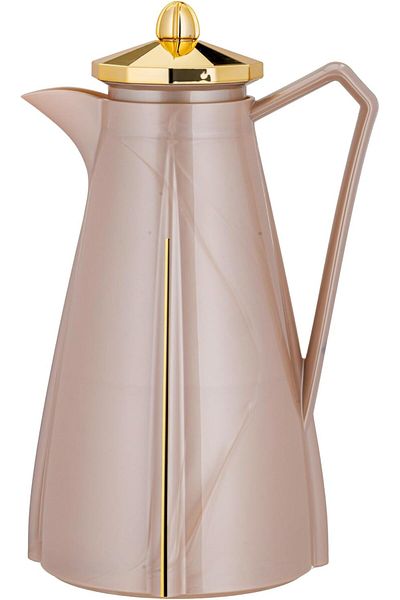 ALSAIF Coffee and Tea Vacuum Flask, leak-proof and keeps drinks hot, 1 Liter, Brown/Gold