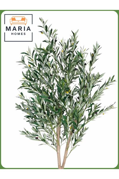 MARIA HOMES Artificial Olive Tree 190 cm – Tall Faux Indoor Plant with Brown Pot