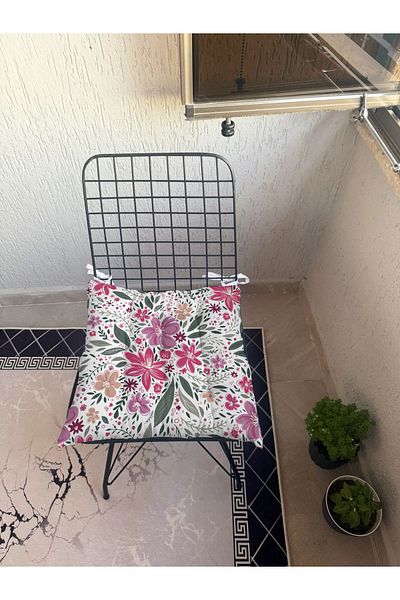 yok yok evim eve dair her şey 9-Piece Stylish Flower Patterned Fluffy Living Room Balcony Garden Kitchen Chair Cushion