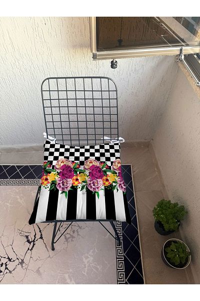 yok yok evim eve dair her şey 9-Piece Stylish Flower Patterned Fluffy Living Room Balcony Garden Kitchen Chair Cushion